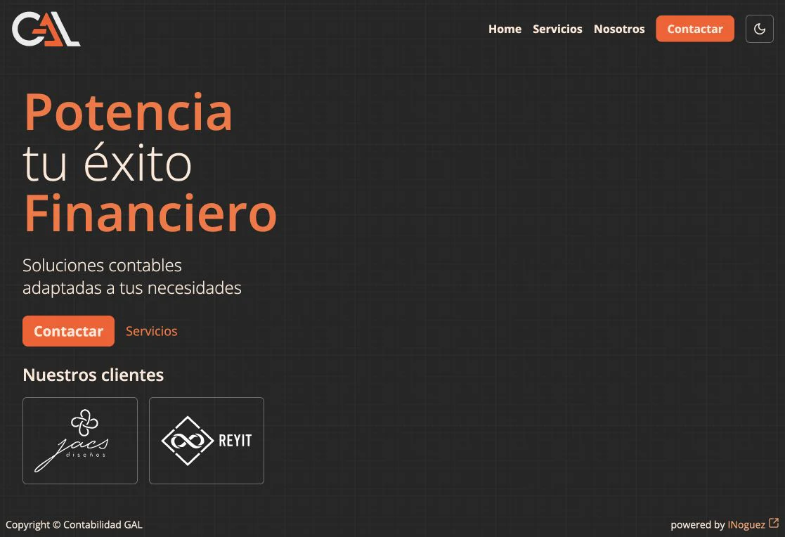 Página principal de Contabilidad GAL con sus servicios contables y contacto directo