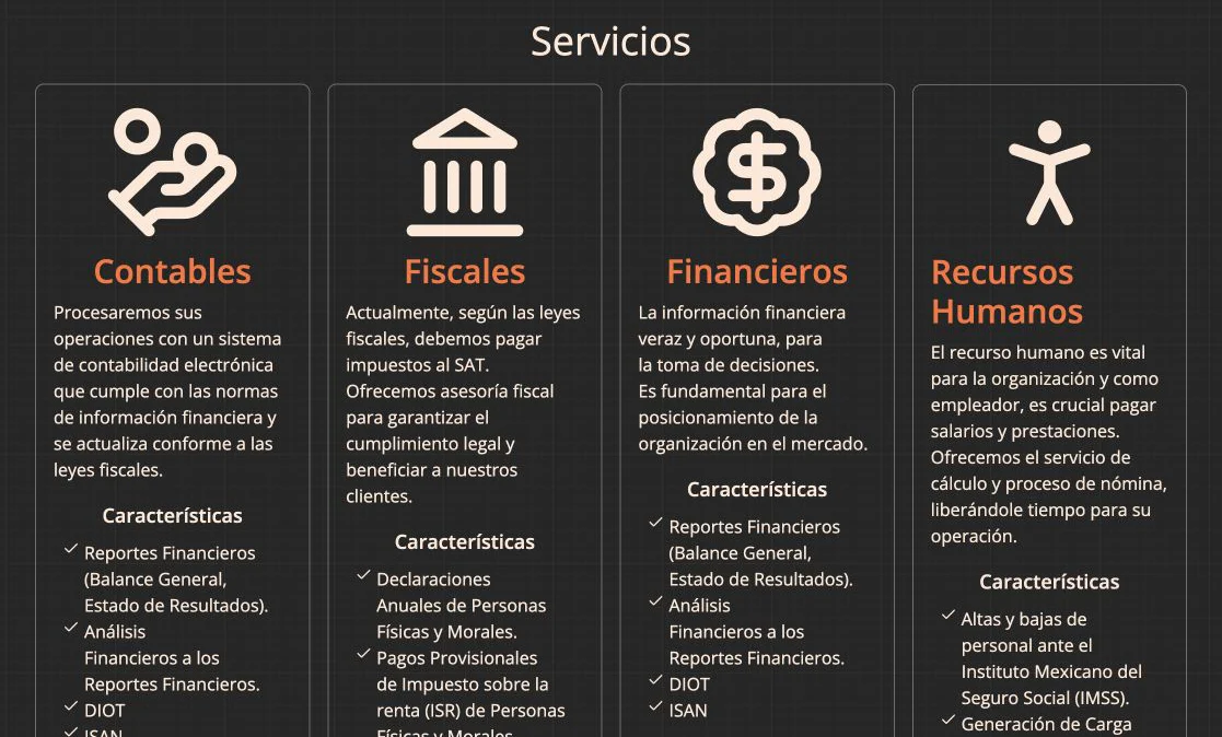 Vista de servicios de Contabilidad GAL para personas y empresas